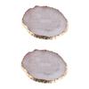 WESIEVYA 2pcs Jewelry Storage Tray Golden Rim Agate Design Organizer for Earrings Necklaces and Elegant Black Display Dish for Home Decor and Giving view 1