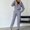 2 Piece Sweatsuits for Women Cropped Zip Up Hooded Sweatshirt Jogger Sweatpants Tracksuit Lounge Matching Set Outfits Gray view 2