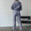 2 Piece Sweatsuits for Women Cropped Zip Up Hooded Sweatshirt Jogger Sweatpants Tracksuit Lounge Matching Set Outfits Gray view 4