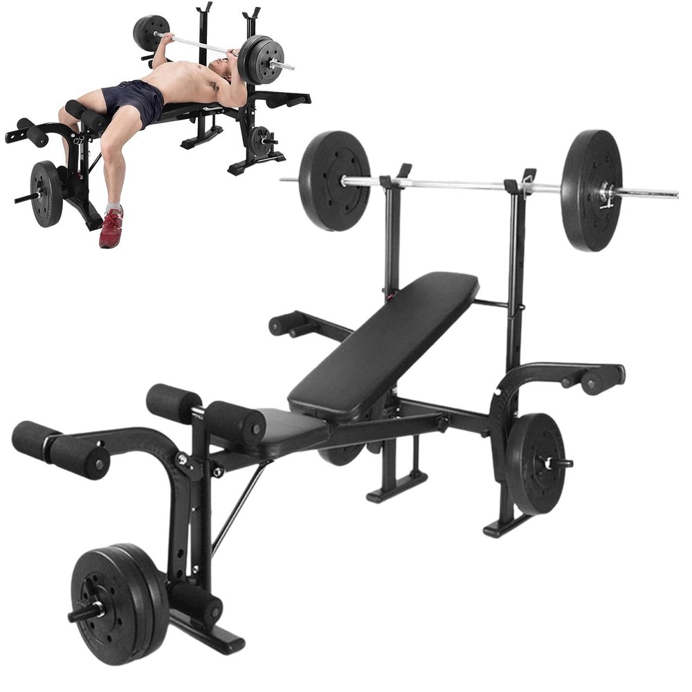 Heavy Duty Weight Bench, Adjustable Weight Bench with Leg Curl & Extension, 800 LB Capacity for Full-Body Strength Training & Core Workouts