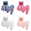 2 Piece Kids Snowsuit Ski Suit Boys Girls Metallic Hooded Puffer Jacket Lightweight Packable (Metallic, 5-6 Years) view 2