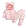 2 Piece Kids Snowsuit Ski Suit Boys Girls Metallic Hooded Puffer Jacket Lightweight Packable Quilted (Pink, 3-4 Years) view 1