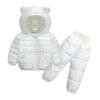 2 Piece Kids Snowsuit Ski Suit Boys Girls Metallic Hooded Puffer Jacket Lightweight Packable Quilted (White, 5-6 Years) view 1