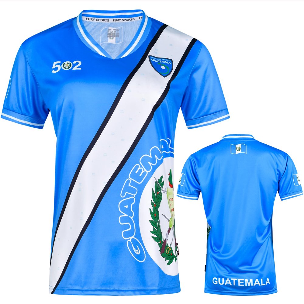 fox & fury Women's Guatemala Soccer Shirt Soccer Jersey - Sleek Ribbed Collar and Ribbed Sleeves (US, Alpha, X-Large, Regular, Regular, Sky Blue)