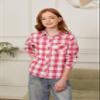 Betusline Girls' Plaid Flannel Shirt, Kids Long Sleeve Button Button Shirts Tops, F Pink & White #17-8 Years= Tag 140 view 4