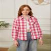 Betusline Girls' Plaid Flannel Shirt, Kids Long Sleeve Button Button Shirts Tops, F Pink & White #14-5 Years= Tag 120 view 2