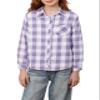 Betusline Girls' Plaid Flannel Shirt, Kids Long Sleeve Button Button Shirts Tops, F Purple & White #12-3 Years= Tag 100 view 1