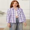 Betusline Girls' Plaid Flannel Shirt, Kids Long Sleeve Button Button Shirts Tops, F Purple & White #12-3 Years= Tag 100 view 2