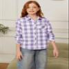 Betusline Girls' Plaid Flannel Shirt, Kids Long Sleeve Button Button Shirts Tops, F Purple & White #12-3 Years= Tag 100 view 3