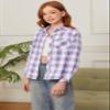 Betusline Girls' Plaid Flannel Shirt, Kids Long Sleeve Button Button Shirts Tops, F Purple & White #12-3 Years= Tag 100 view 4