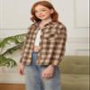 Betusline Girls' Plaid Flannel Shirt, Kids Long Sleeve Button Button Shirts Tops, F Khaki & Brown #17-8 Years= Tag 140 view 4