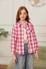Betusline Girls' Plaid Flannel Shirt, Kids Long Sleeve Button Button Shirts Tops, F Pink & White #111-12 Years= Tag 180 view 2