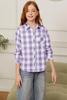 Betusline Girls' Plaid Flannel Shirt, Kids Long Sleeve Button Button Shirts Tops, F Purple & White #111-12 Years= Tag 180 view 3