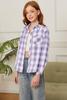 Betusline Girls' Plaid Flannel Shirt, Kids Long Sleeve Button Button Shirts Tops, F Purple & White #111-12 Years= Tag 180 view 4