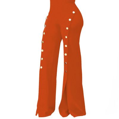 PINSV Women's High Waisted Stretchy Bootcut Pull On Dress Pants Business Casual Work Pants Deep Orange S