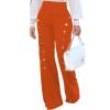 PINSV Women's High Waisted Stretchy Bootcut Pull On Dress Pants Business Casual Work Pants Deep Orange S view 2