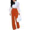 PINSV Women's High Waisted Stretchy Bootcut Pull On Dress Pants Business Casual Work Pants Deep Orange S view 3