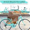 BALINGE 24 Inch Cruiser Bicycle with 7 SpeedBeach Cruiser Bike for Women24 Womans Bike PinkHybrid Cruiser Bike 7 Speeds Trek Hybrid Bike for Women,Cyan, 24 Inch view 4