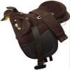 BNB International Synthetic Suede Australian English Stock Horse Saddle Collection Horse Rider with Horn Equestrian Trail Tack Get Matching Girth & Stirrups Size 10"-18" inches Seat, STOCK02 (13.5) view 1