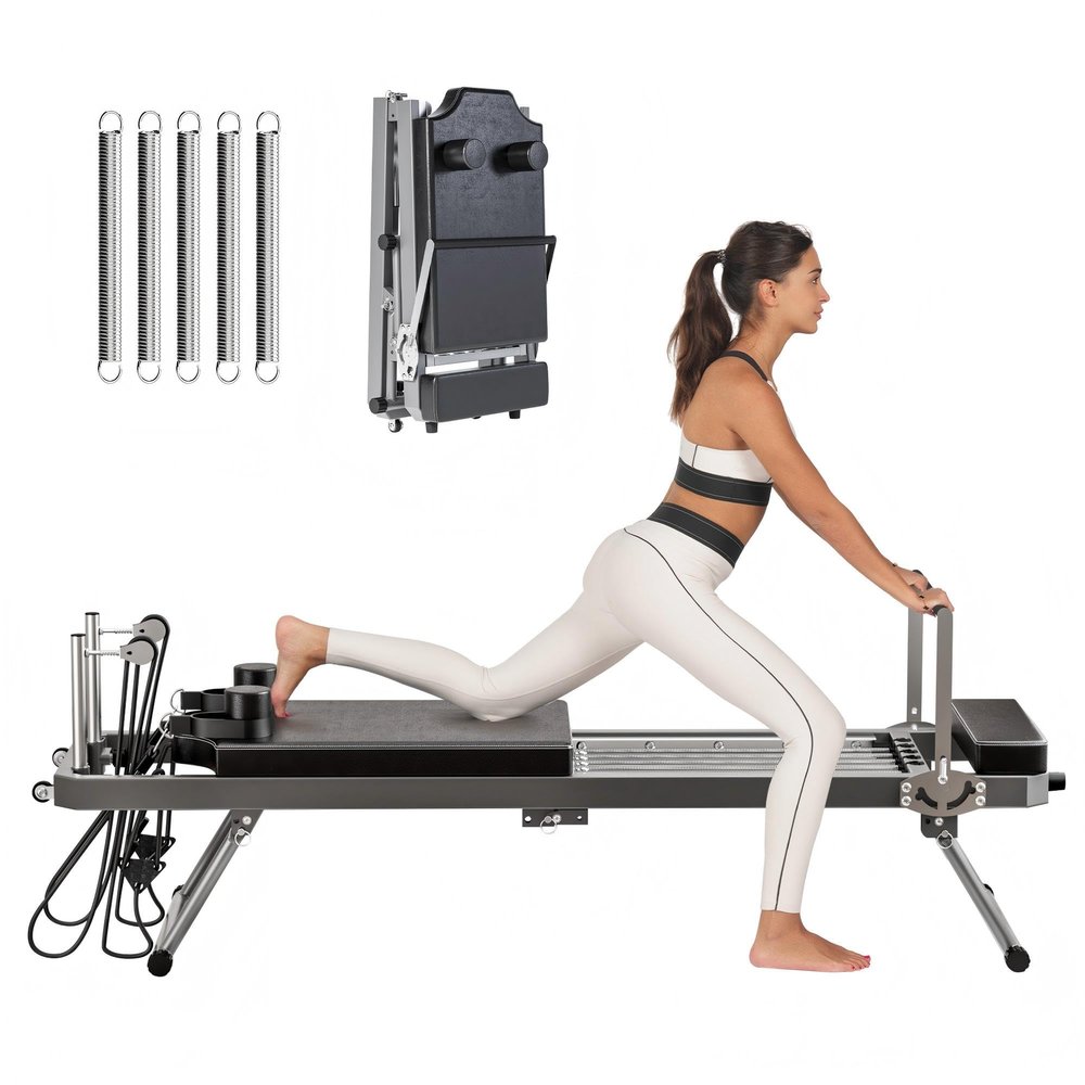 soges Pilates Reformer Machine, Foldable Pilates Machine & Equipment for Home Workout Cardio Fitness Up to 330 lbs Weight Capacity, Suitable for Beginners and Intermediate Users