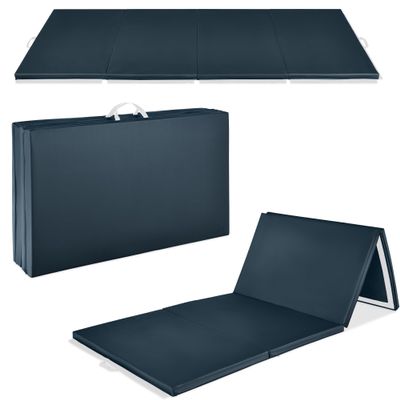 Best Choice Products 10ftx4ftx2in Folding Gym Mat 4-Panel Exercise Gymnastics Tumbling Workout Fitness Floor Mats w/Carrying Handles - Eclipse