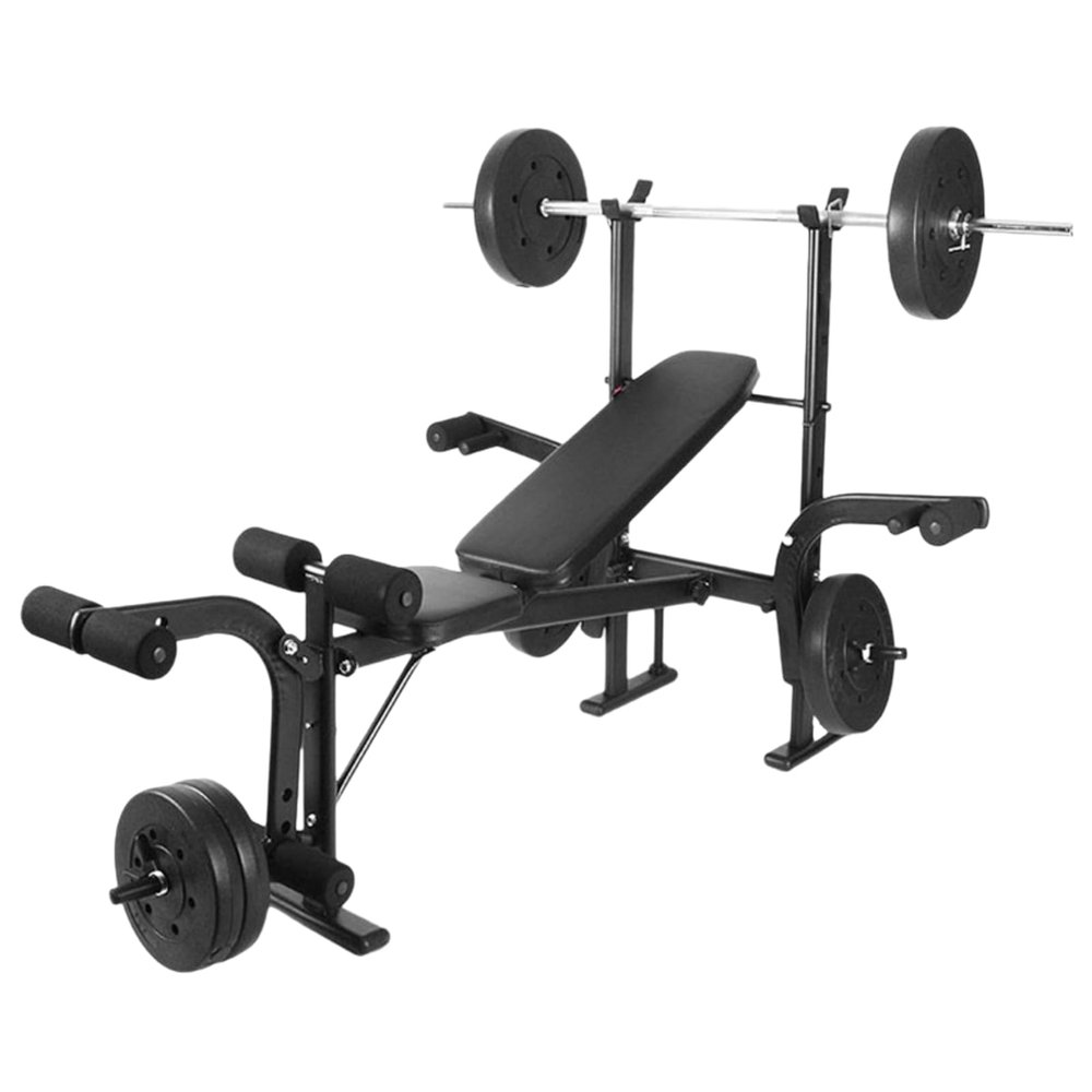 4 in 1 Weight Bench Set with Squat Rack, 441lbs Adjustable Bench Press Set with Barbell Rack, Leg Developer, Preacher Curl, Strength Training Workout Bench for Home Gym (Black)