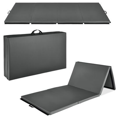 Best Choice Products 10ftx4ftx2in Folding Gym Mat 4-Panel Exercise Gymnastics Tumbling Workout Fitness Floor Mats w/Carrying Handles - Charcoal