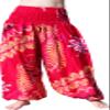Full Funk Rayon Smock Waist Harem Baggy Pants Pocket Straight Yoga Clothes Women Mixed Bright Patterns, Small-Medium, Flower C - Folly Red view 1