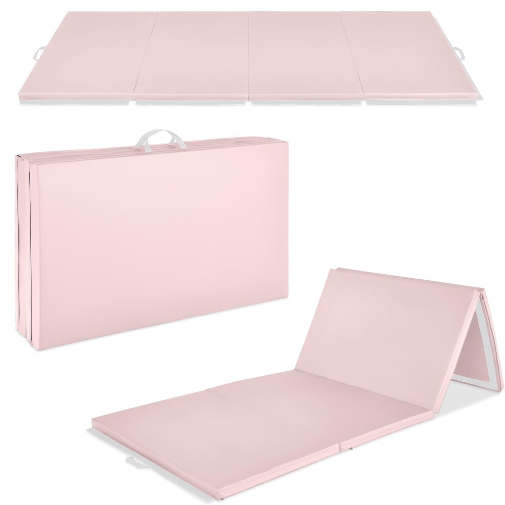 Best Choice Products 10ftx4ftx2in Folding Gym Mat 4-Panel Exercise Gymnastics Tumbling Workout Fitness Floor Mats w/Carrying Handles - Smoky Quartz
