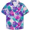 SANGTREE Girls & Women's Hawaiian Shirts Button Down Short Sleeve Floral Tropical Shirt Beach Vacation Blouse Tops, Neon Purple, 12-13 Years= Tag 170 view 4