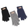 LUOHANUS Men Women Knitted Gloves Black Winter Male Thicken Warm Solid Stripe Mitten Autumn Work Glove(Black) view 2