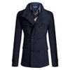 Qolkmuiy-GJ Men's Stand Collar Wool Blend Jacket 2 Breasted Short Wool Jackets Trendy Casual Winter Pea Coat (Blue,Large) view 1