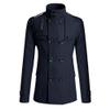 Qolkmuiy-GJ Men's Stand Collar Wool Blend Jacket 2 Breasted Short Wool Jackets Trendy Casual Winter Pea Coat (Blue,Large) view 2