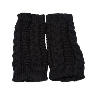 LUOHANUS Knitted Half Finger Gloves Women's Warm Soft Winter Gloves for Girl(Black)