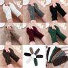 LUOHANUS Knitted Half Finger Gloves Women's Warm Soft Winter Gloves for Girl(Black) view 3