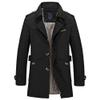 Qolkmuiy-GJ Men's Slim Notched Collar Cotton Jacket Casual Single-Breasted Windbreaker Parka Notch Lapel Business Overcoat (Black,XX-Large) view 1