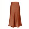 RanRui Women's Satin High Waisted Maxi Skirt Satin Dress high Waist Drawstring Strap Solid Color Skirt Elegant A-Line Long Skirt, Formal Evening Dress (6647 Brown,S) view 1