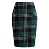 RanRui Women's Plaid Mini Skirt Pencil Skirt Plaid Skirt Autumn and Winter high Waist Tight Knee Length Wool mid-Length Skirt High Waisted Bodycon Pencil Skirt, (Dark green1,XL) view 1