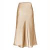 RanRui Women's Satin High Waisted Maxi Skirt Satin Dress high Waist Drawstring Strap Solid Color Skirt Elegant A-Line Long Skirt, Formal Evening Dress (6647 Champagne,XL) view 1