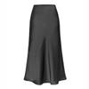 RanRui Women's Satin High Waisted Maxi Skirt Satin Dress high Waist Drawstring Strap Solid Color Skirt Elegant A-Line Long Skirt, Formal Evening Dress (6647 Black,L) view 1