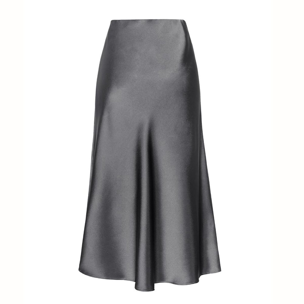 RanRui Women's Satin High Waisted Maxi Skirt Satin Dress high Waist Drawstring Strap Solid Color Skirt Elegant A-Line Long Skirt, Formal Evening Dress (6647 Gray,S)