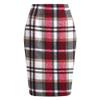 RanRui Women's Plaid Mini Skirt Pencil Skirt Plaid Skirt Autumn and Winter high Waist Tight Knee Length Wool mid-Length Skirt High Waisted Bodycon Pencil Skirt, (Burgundy,XL) view 1