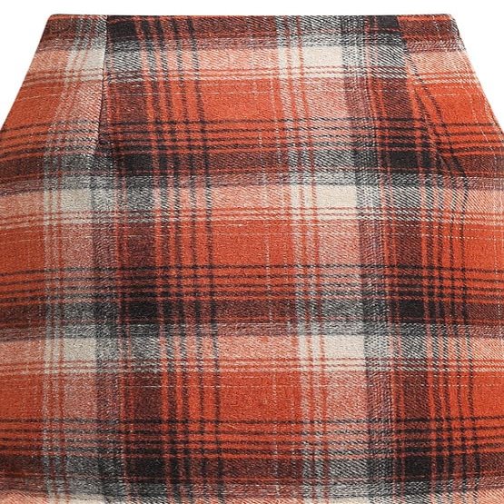 RanRui Women's Plaid Mini Skirt Pencil Skirt Plaid Skirt Autumn and Winter high Waist Tight Knee Length Wool mid-Length Skirt High Waisted Bodycon Pencil Skirt, (Orange,M)