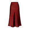 RanRui Women's Satin High Waisted Maxi Skirt Satin Dress high Waist Drawstring Strap Solid Color Skirt Elegant A-Line Long Skirt, Formal Evening Dress (6647 Burgundy,XL) view 1