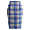RanRui Women's Plaid Mini Skirt Pencil Skirt Plaid Skirt Autumn and Winter high Waist Tight Knee Length Wool mid-Length Skirt High Waisted Bodycon Pencil Skirt, (Color Blue,XXL) view 1