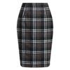 RanRui Women's Plaid Mini Skirt Pencil Skirt Plaid Skirt Autumn and Winter high Waist Tight Knee Length Wool mid-Length Skirt High Waisted Bodycon Pencil Skirt, (Dark Coffee Grid,XXL) view 1