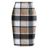 RanRui Women's Plaid Mini Skirt Pencil Skirt Plaid Skirt Autumn and Winter high Waist Tight Knee Length Wool mid-Length Skirt High Waisted Bodycon Pencil Skirt, (deep Khaki,M) view 1
