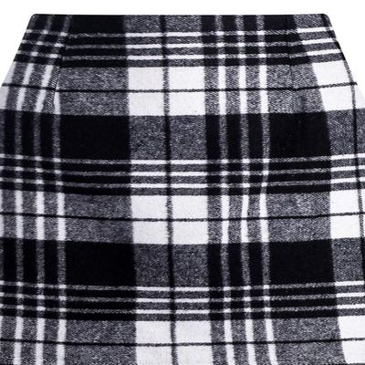 RanRui Women's Plaid Mini Skirt Pencil Skirt Plaid Skirt Autumn and Winter high Waist Tight Knee Length Wool mid-Length Skirt High Waisted Bodycon Pencil Skirt, (Black and White Grid,XL)