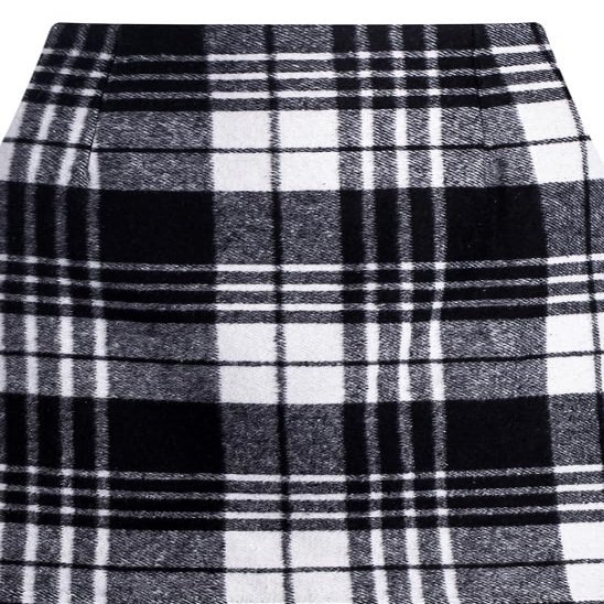RanRui Women's Plaid Mini Skirt Pencil Skirt Plaid Skirt Autumn and Winter high Waist Tight Knee Length Wool mid-Length Skirt High Waisted Bodycon Pencil Skirt, (Black and White Grid,XL)