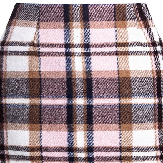 RanRui Women's Plaid Mini Skirt Pencil Skirt Plaid Skirt Autumn and Winter high Waist Tight Knee Length Wool mid-Length Skirt High Waisted Bodycon Pencil Skirt, (Pink Plaid,M)